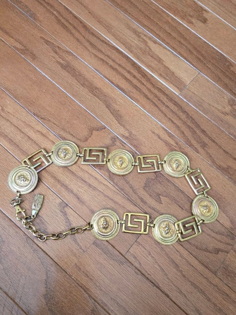 Express Vintage Gold Lion Head Medallion Chunky Chain Belt - Picture 2 of 12